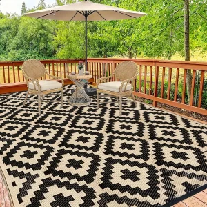 Geometrisch Dubbelzijdig Buitentapijt - Waterdicht en Duurzaam, Perfect voor Camping, Terras en Balkon - Alle Seizoenen, Polypropyleen