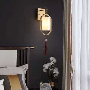 LumiGlow - Moderne 1-lichts wandlamp van stof in Chinese stijl