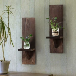 RusticCandle - Set van 2 Houten Wandkaarsenhouders voor Gang en Boerderijdecor