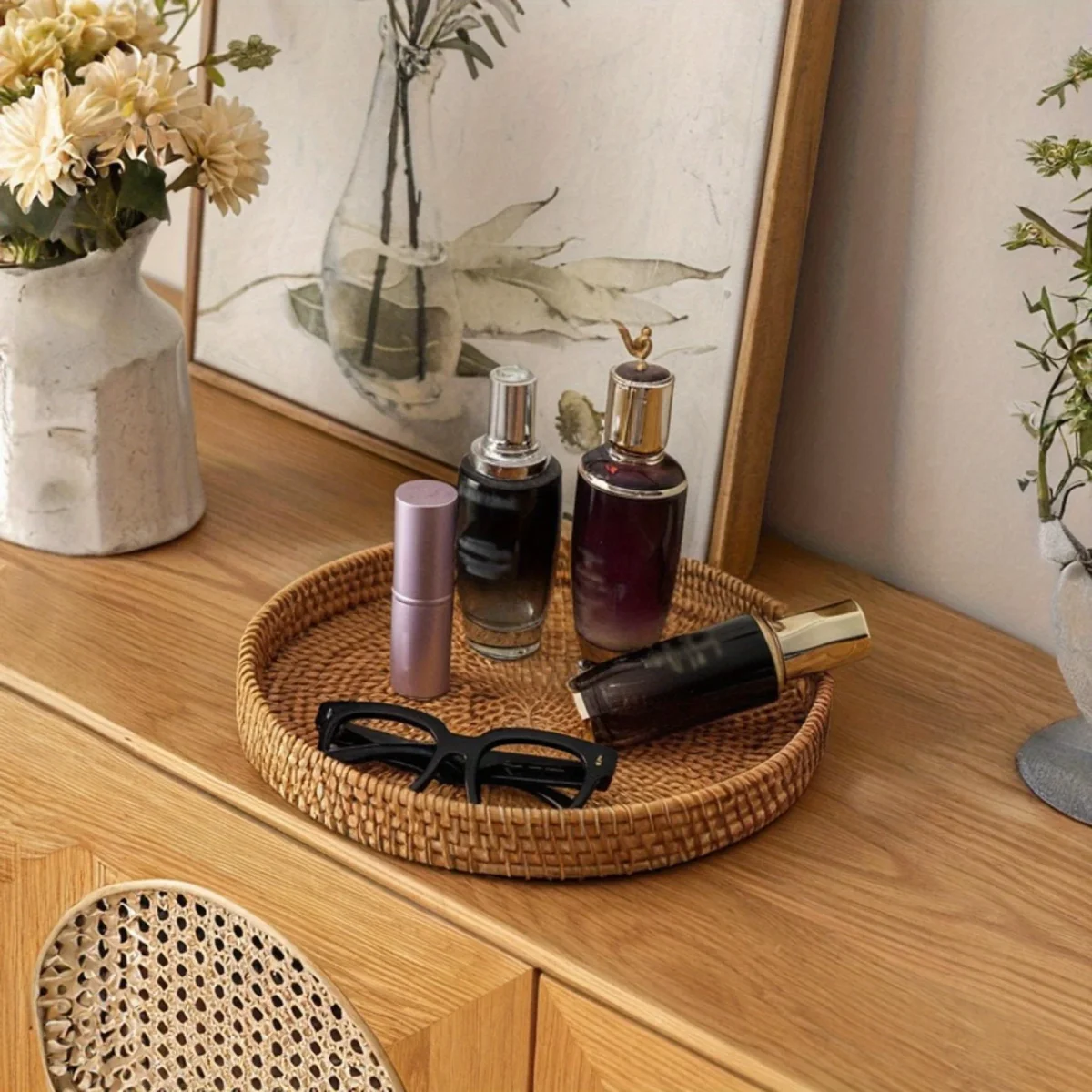 RattanServe - Ronde Rotan Geweven Serveerschaal | Voor Ontbijt, Dessert & Fruit - Afbeelding 7