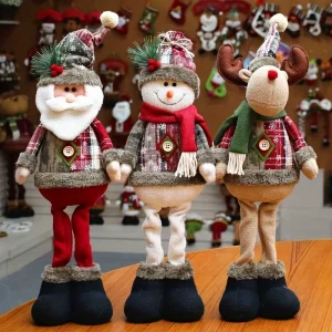 HolidayPop - Staande Kerst Figurineset van 3, Rendier, Sneeuwman & Kerstman