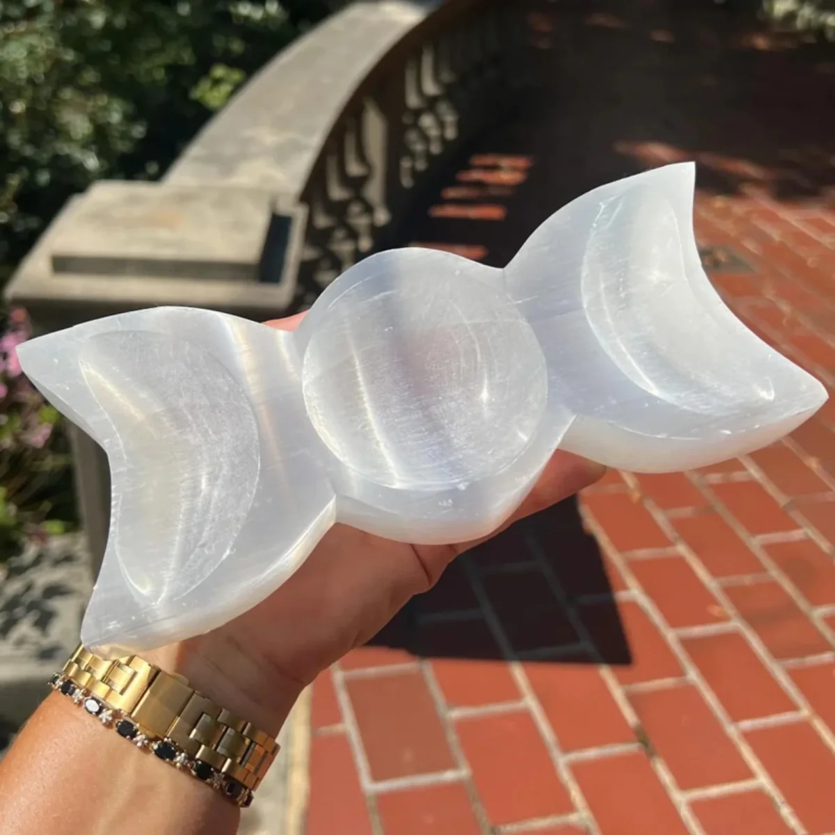 CrystalHola - Boho Chic Gips Maan Kom met Kristal Details - Afbeelding 6