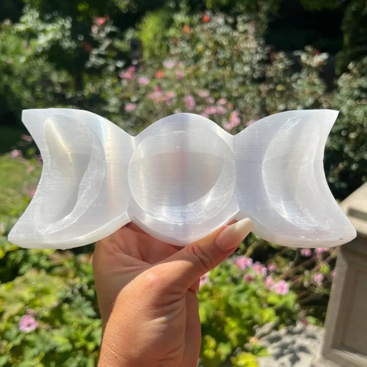 CrystalHola - Boho Chic Gips Maan Kom met Kristal Details - Afbeelding 3