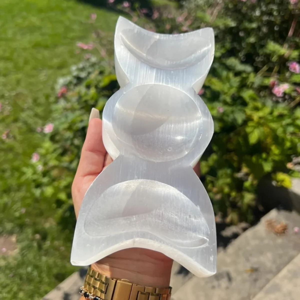 CrystalHola - Boho Chic Gips Maan Kom met Kristal Details - Afbeelding 9