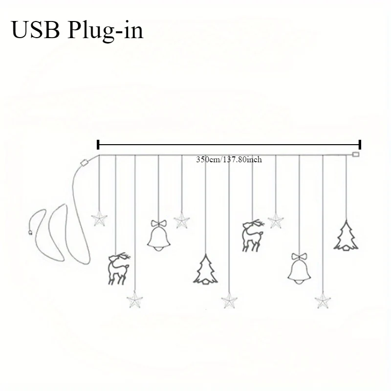 FestiveGlow - USB LED Kerstlichtsnoer met Boom, Rendier & Belvormen - Afbeelding 6