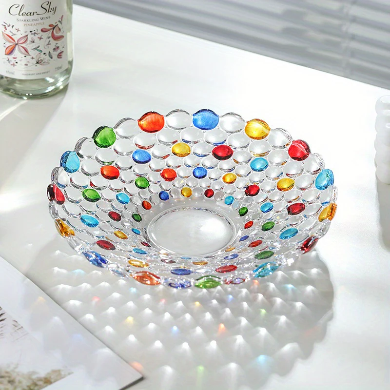 BohoServe-Polkadot Kom - Kleurrijke Glazen Fruitkom voor Thuis & Keuken - Afbeelding 4