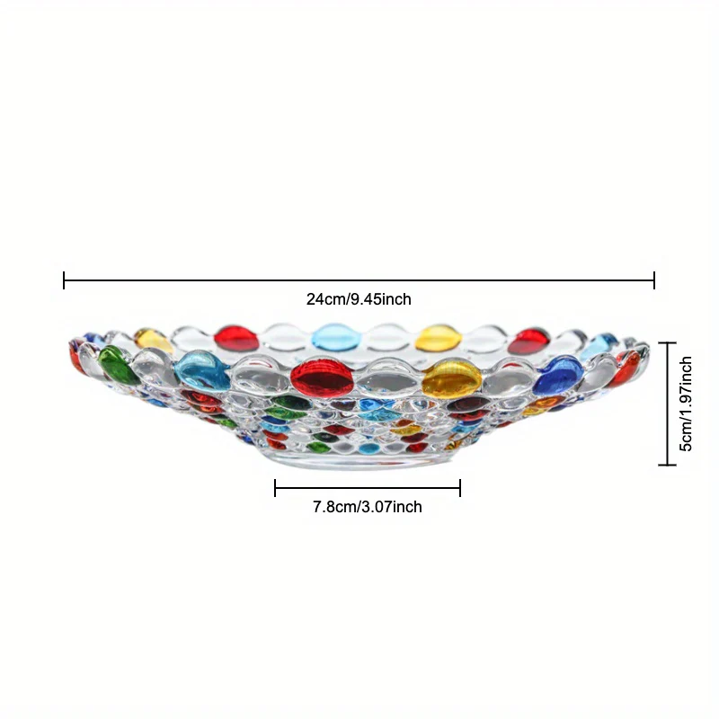 BohoServe-Polkadot Kom - Kleurrijke Glazen Fruitkom voor Thuis & Keuken - Afbeelding 6