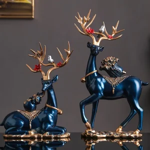 DeerDecor - 2-Delige Vintage Kerst Herten Figuurtjes Set