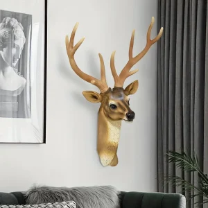 DeerSculpt - Vintage Hars Hertenkop Wandkunst