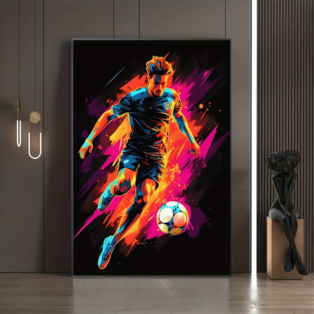 3-delige Canvas Poster Set - Modern Art, Abstract Voetbal Poster, Decoratieve Game Controller Kleurensplash, Wanddecoratie zonder Lijst - Afbeelding 9