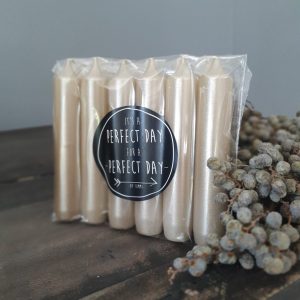 Korte dinerkaarsjes Rustik Lys – ‘Champagne parelmoer’