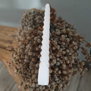 Dinerkaarsje ‘twist’ – wit (4 st.)