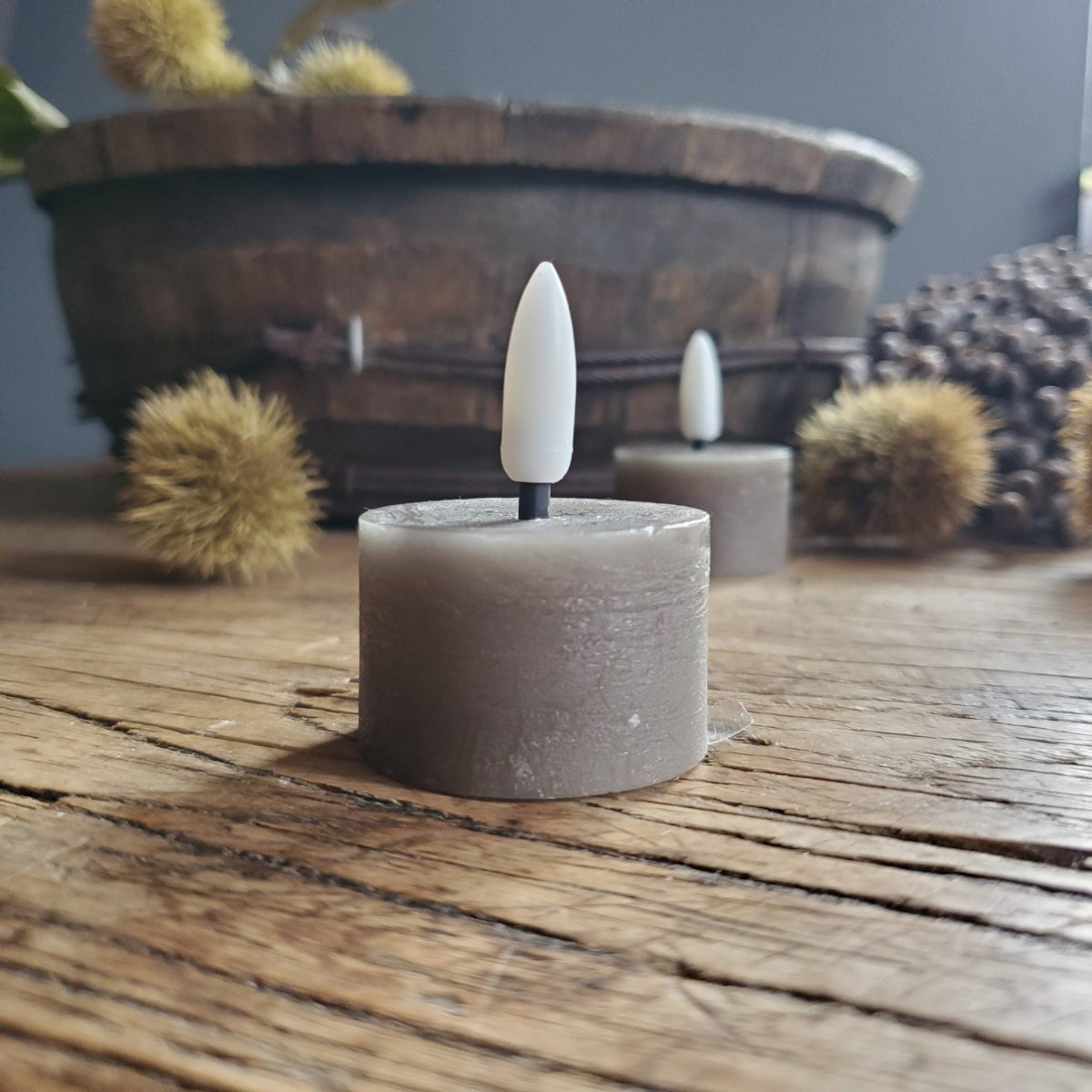 LED waxinelichtjes- grijs (taupe/grijs) - Afbeelding 3