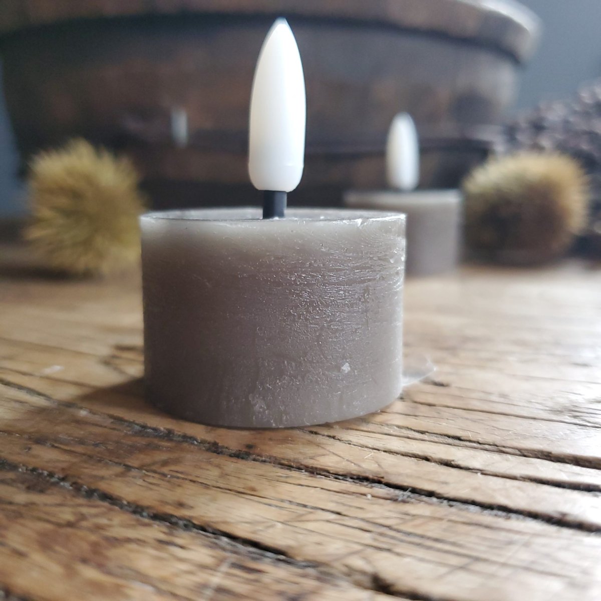 LED waxinelichtjes- grijs (taupe/grijs)
