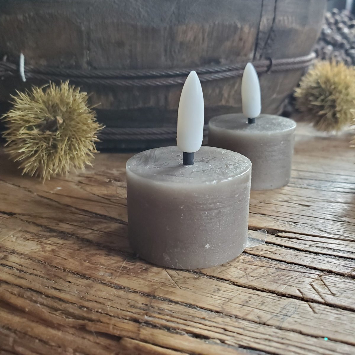LED waxinelichtjes- grijs (taupe/grijs) - Afbeelding 4
