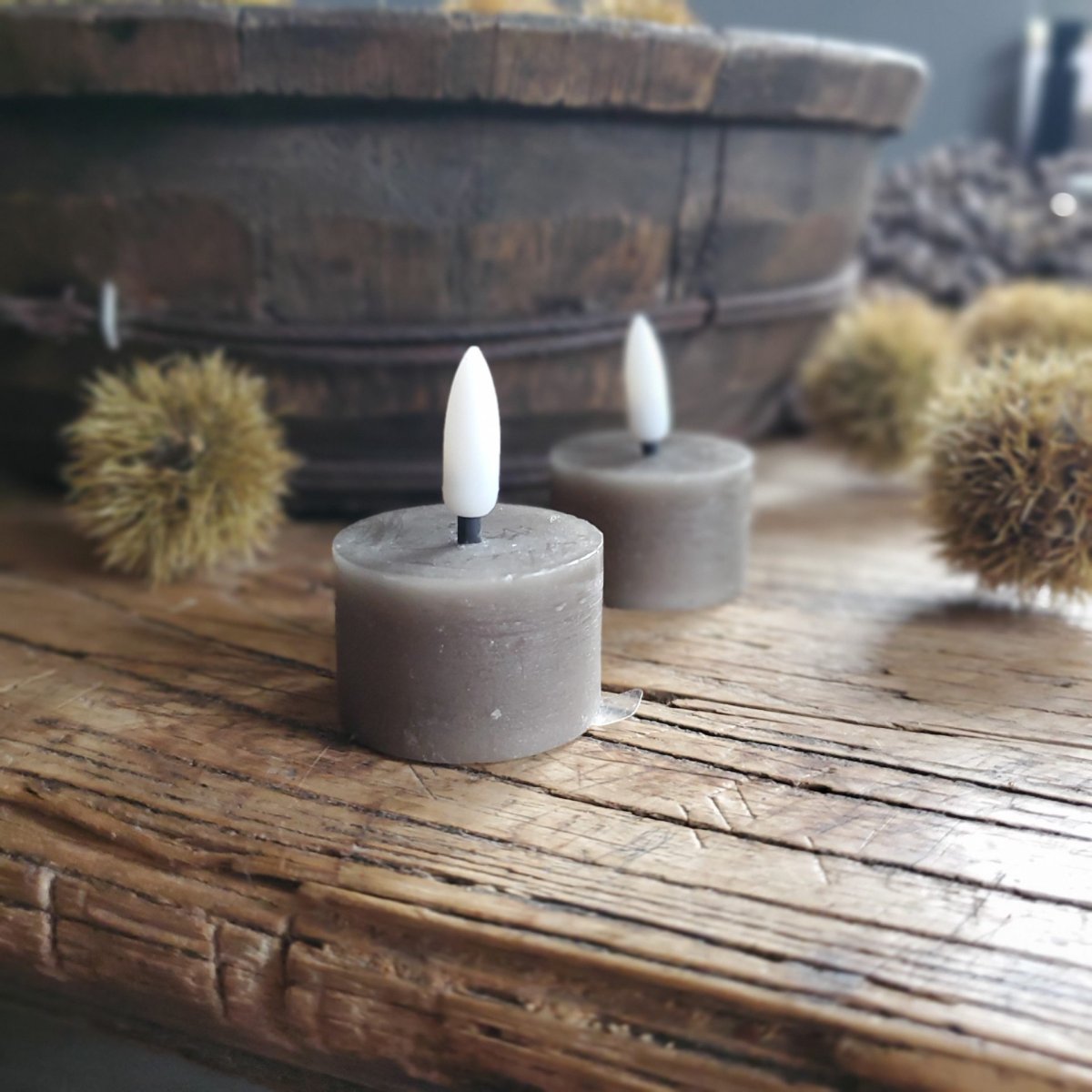 LED waxinelichtjes- grijs (taupe/grijs) - Afbeelding 5