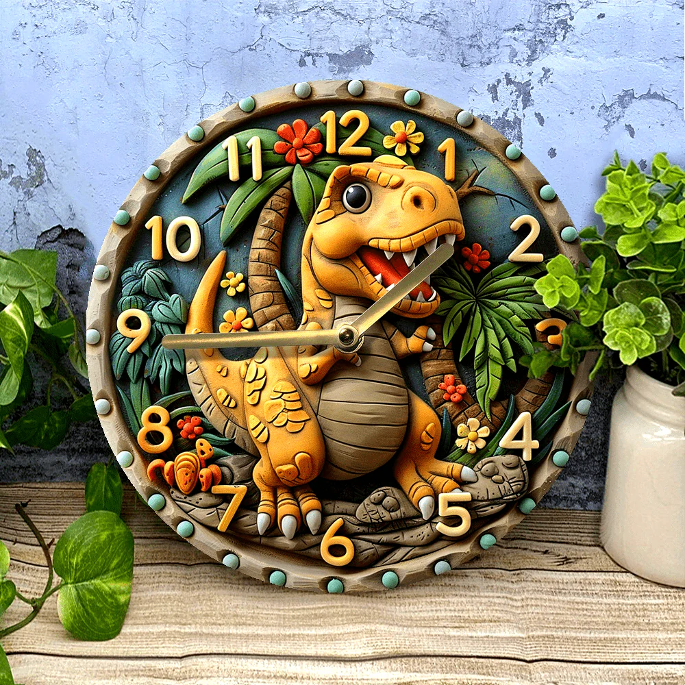 DinoTime - Speelse Dinosaurus Wandklok