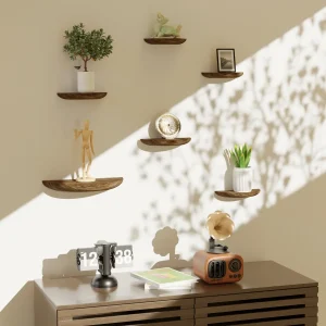 WoodArc - Set van 2 Halfronde Houten Drijvende Planken voor Wanddecoratie en Opslag