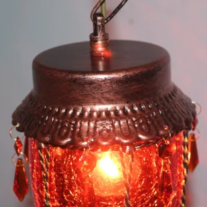 Vintage Stijl Hanglamp Glas Conisch Rood/Geel/Blauw