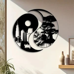 YinYangArt - Elegante Yin Yang Metalen Wandkunst Set