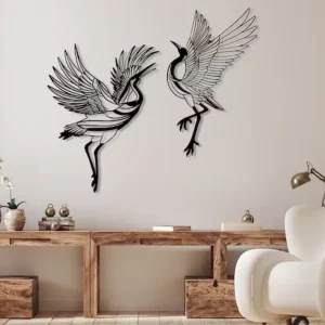 CraneArt - 2-delige Metalen Kraan Muurkunst Set