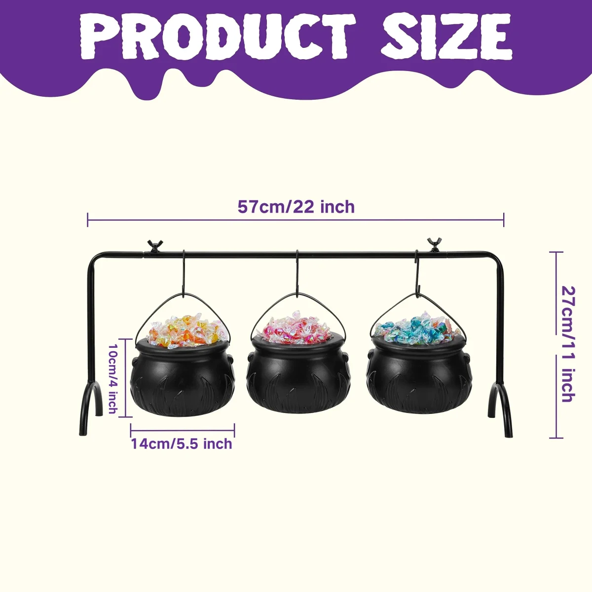 WitchServe-Heksenketelset - 3-delige Metalen Halloween Decoratieset - Afbeelding 8