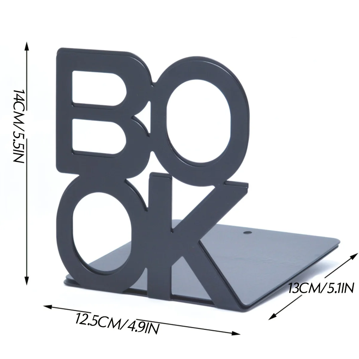 2-Pack IJzeren Boekensteunen met Gelakte Afwerking - Decoratief L-vormig Design met ‘BOOK’ Opschrift - Afbeelding 3