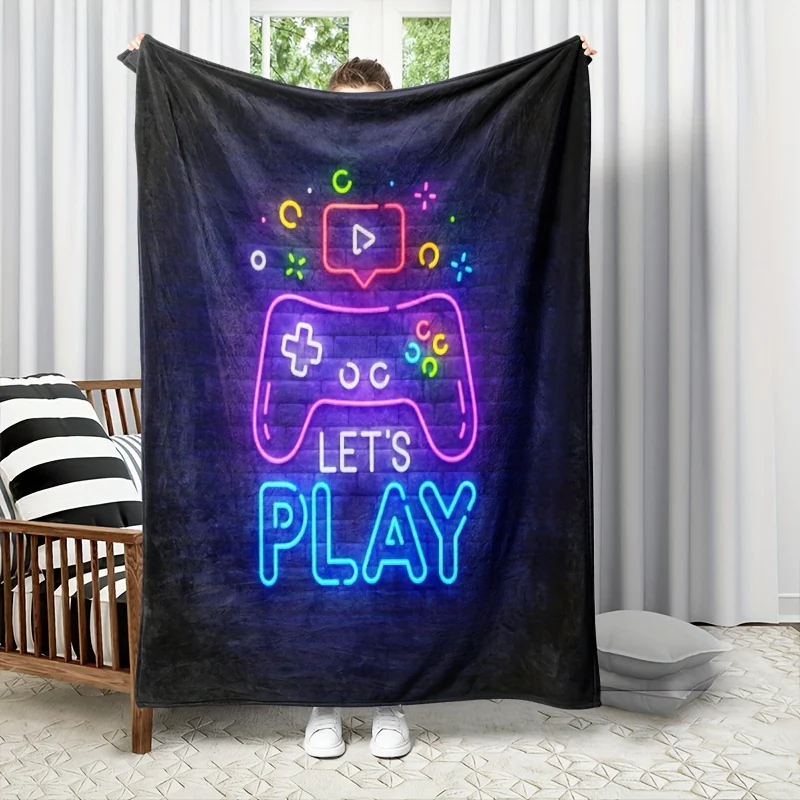 Gamer Deken - Zachte en Warme Flanellen Deken met Game Controller Neon Design - Perfect Cadeau voor Jongens, Tieners en Gamers - Afbeelding 6