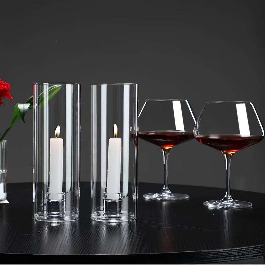 Hoogwaardig Borosilicaat Glazen Kandelaar - Winddicht, Scandinavische Stijl, Transparant - Afbeelding 9