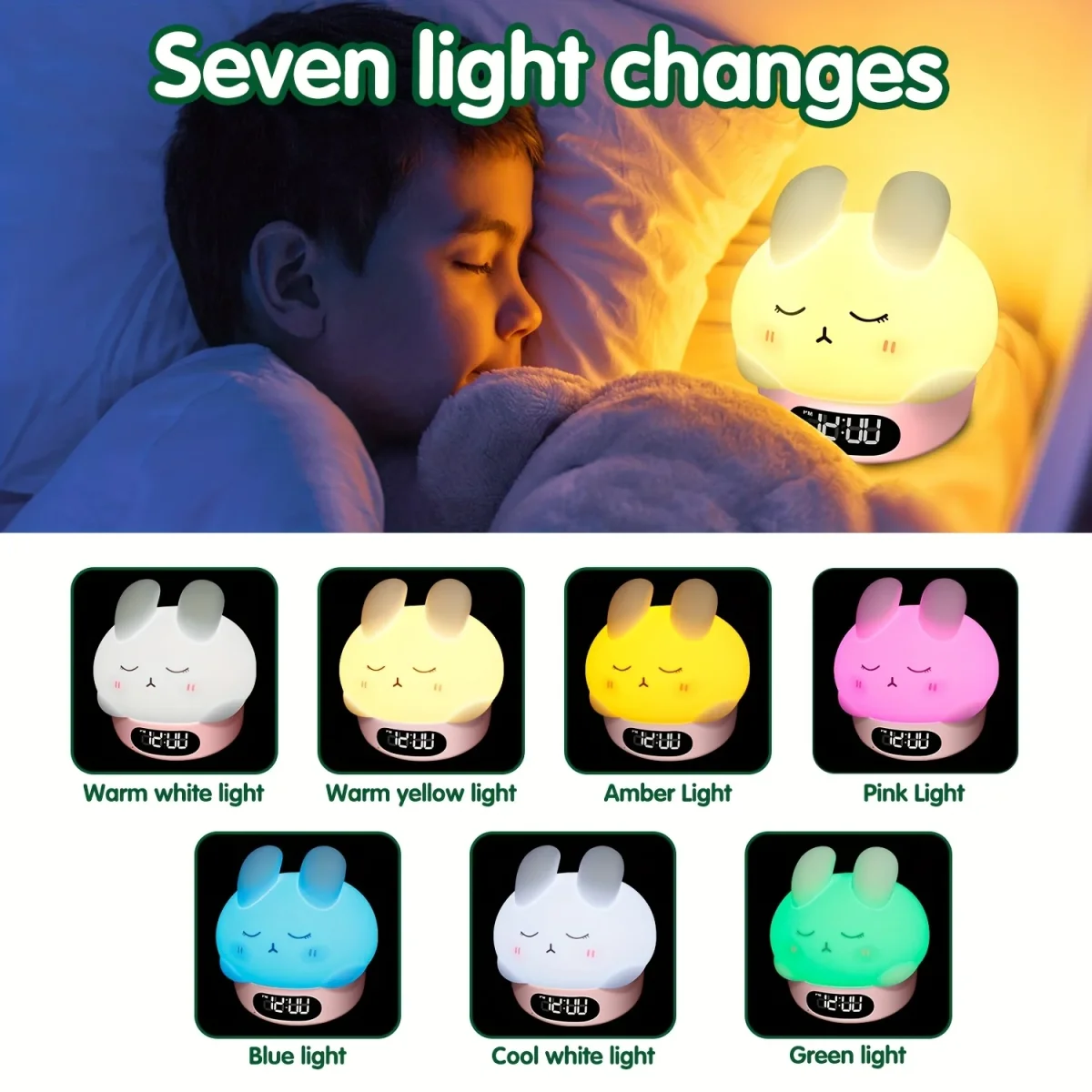 BunnyGlow - Kleurveranderend Nachtlampje en Wekker - Afbeelding 5