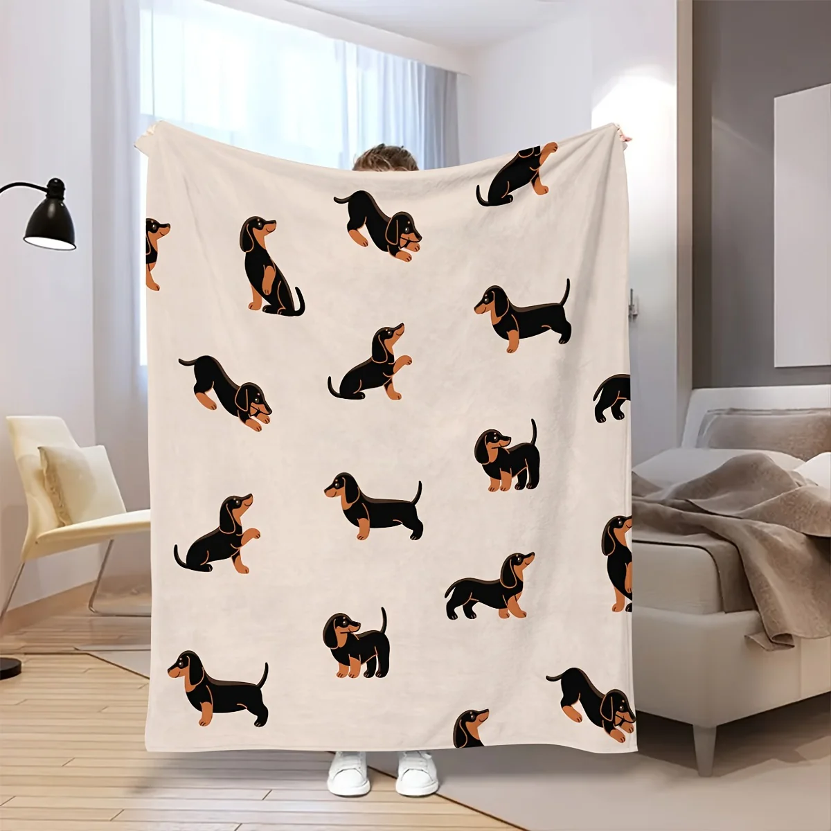 Dachshund Flanellen Deken – Zachte, Lichte en Knusse Hondenliefhebber Deken voor Slaapkamer, Bank of Woonkamer - Afbeelding 5