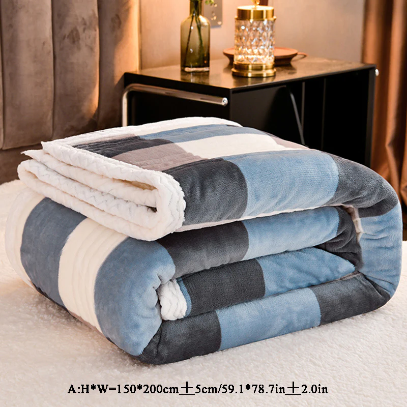 Dubbelzijdige Coral Fleece Deken met Verdikt Kunstwol - Multifunctioneel voor Dutjes, Perfect voor Thuis en Kantoor - Afbeelding 7