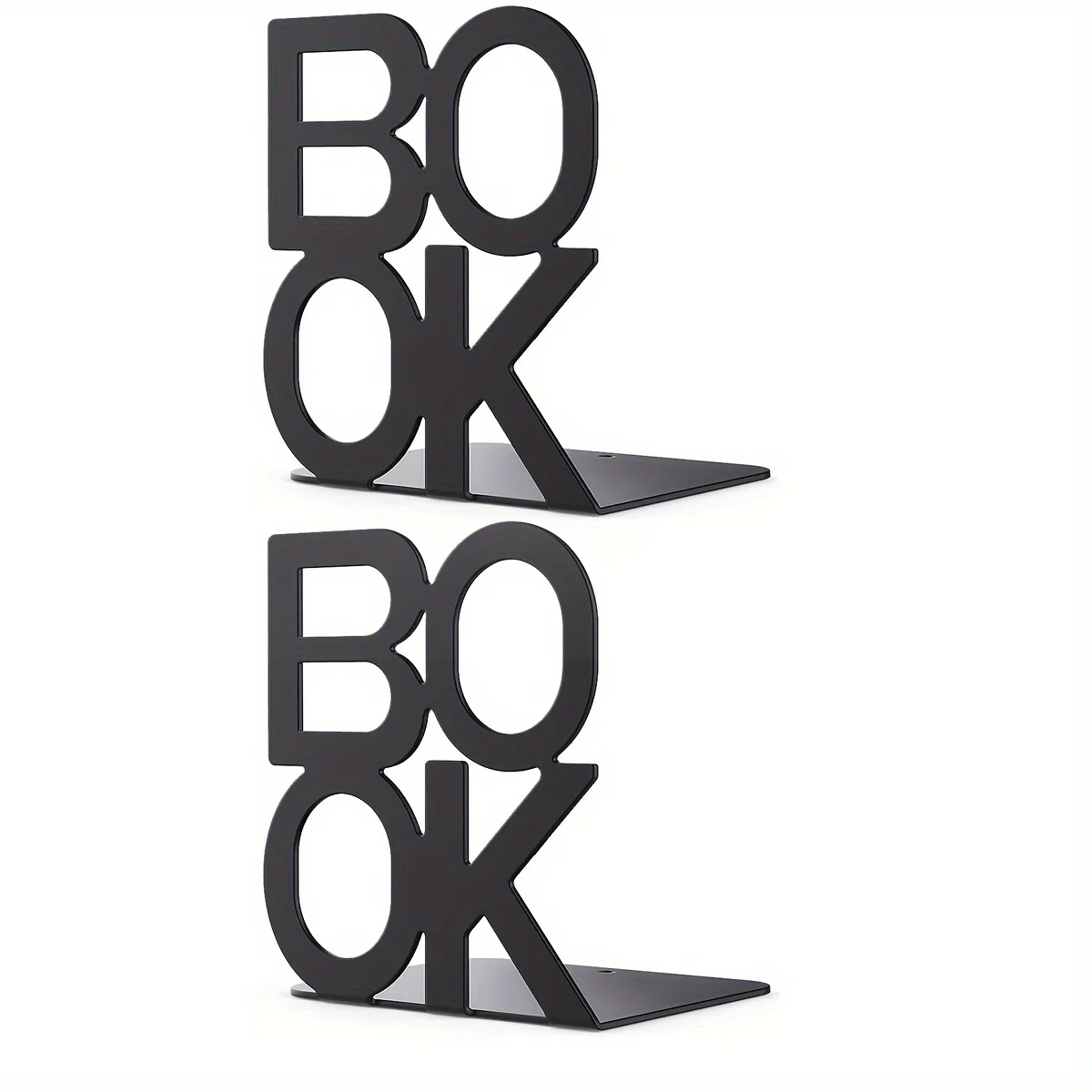2-Pack IJzeren Boekensteunen met Gelakte Afwerking - Decoratief L-vormig Design met ‘BOOK’ Opschrift - Afbeelding 7