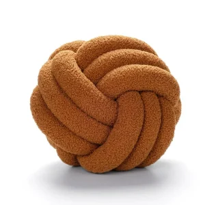 Het knoopbruine bouclékussen : Luxe kussen van bruine bouclé wol