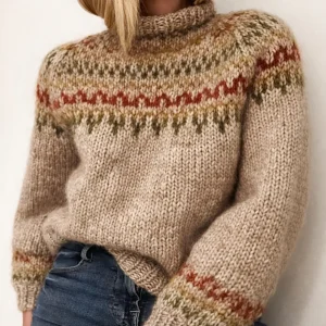 Dames Trui Col Scandinavisch Gebreid Winter