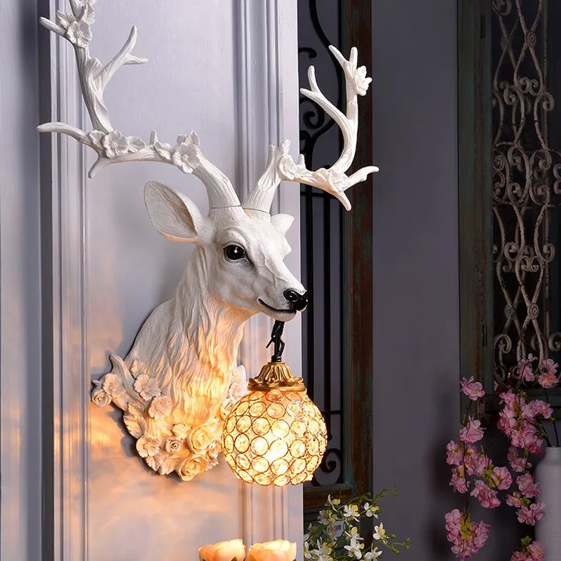 DeerCharm - Rustieke Wandlamp met Kristalglas Vintage Verlichting - Afbeelding 4