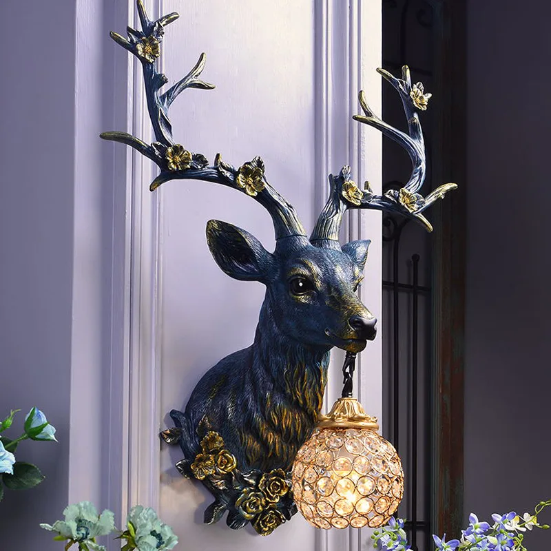 DeerCharm - Rustieke Wandlamp met Kristalglas Vintage Verlichting - Afbeelding 3
