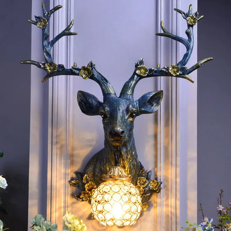 DeerCharm - Rustieke Wandlamp met Kristalglas Vintage Verlichting - Afbeelding 5