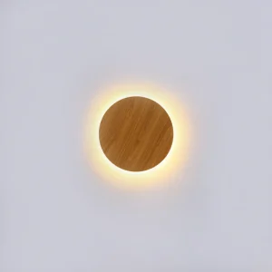 HoutGlow - Ronde LED Wandlamp van Eikenhout met Indirect Licht