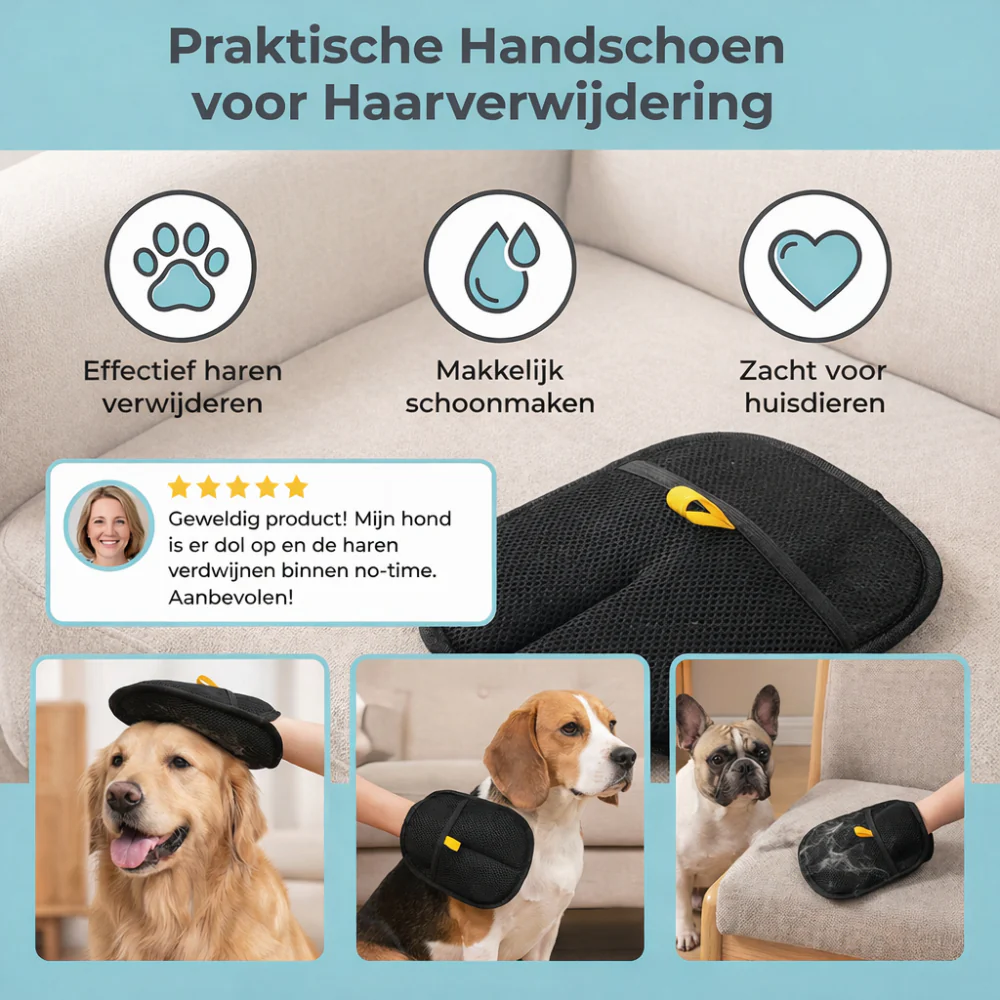 Huisdieren Borstel Handschoen Vachtverzorging Haren - Afbeelding 6