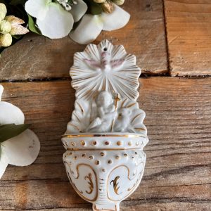 Wijwaterbakje met Engel en lammetje – Jaren ’30 vintage