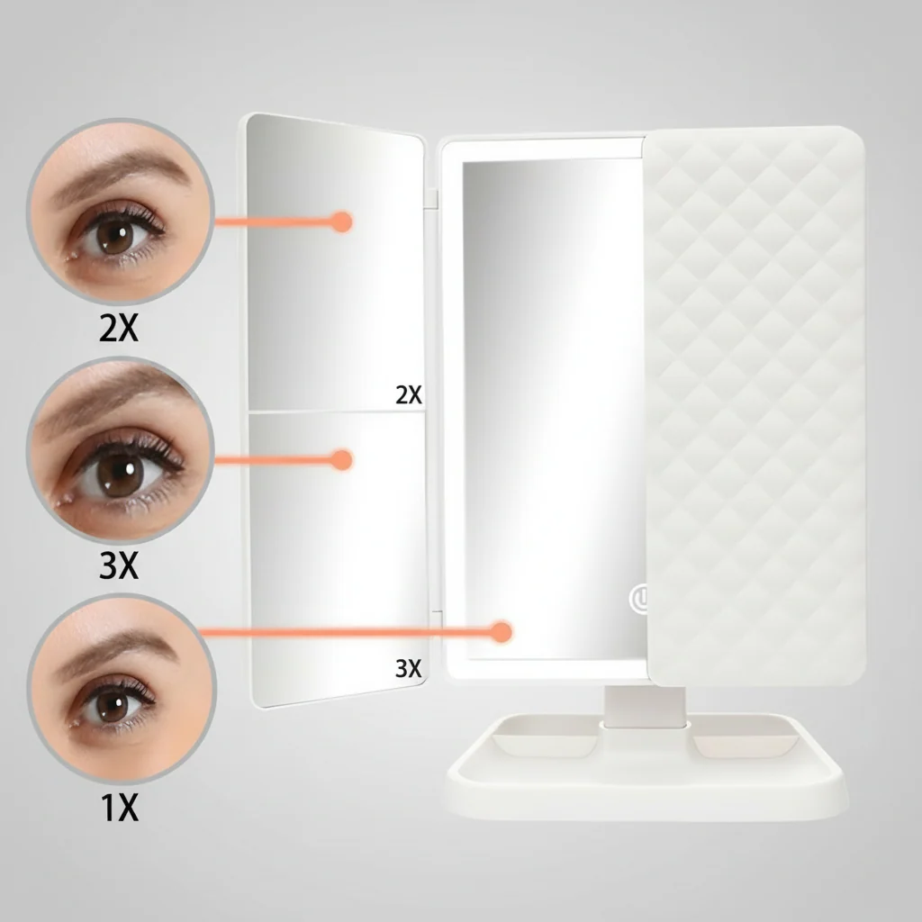 Makeup Spiegel LED Verlichting Verstelbare Vergroting Tafelmodel - Afbeelding 3