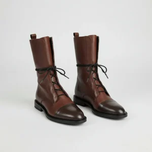 Enkellaarsjes Dames Leren Veterschoenen Lage Hak Dagelijks Gebruik