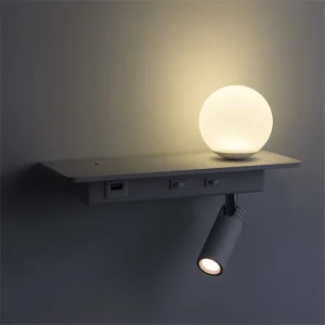 SpaceGlow – Moderne LED Wandlamp met Plank en USB Poort