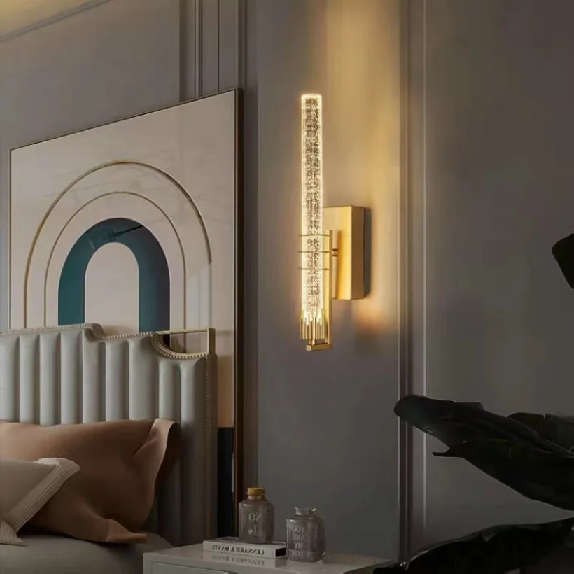 CrystalGold - Elegante LED Wandlamp in Goud Met Kristallen Voor Woonkamer & Slaapkamer - Afbeelding 3