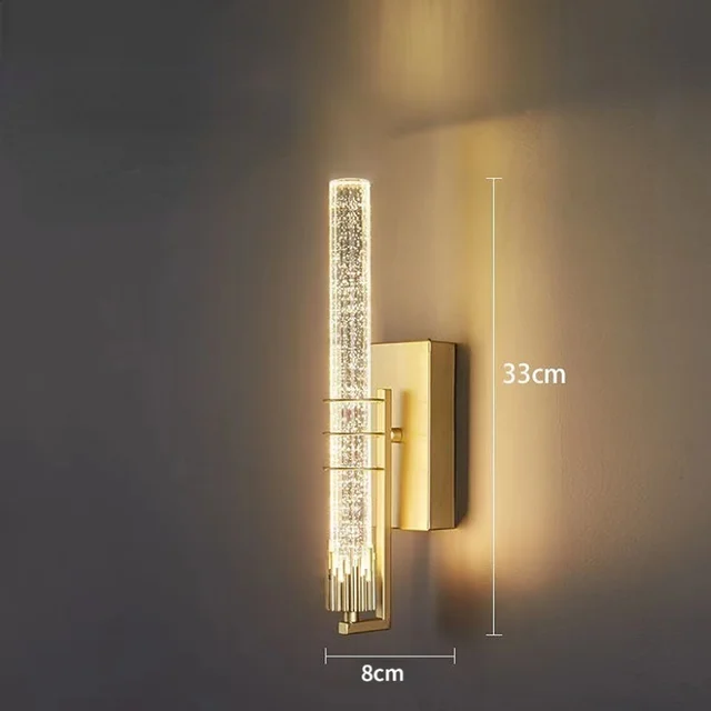 CrystalGold - Elegante LED Wandlamp in Goud Met Kristallen Voor Woonkamer & Slaapkamer - Afbeelding 8