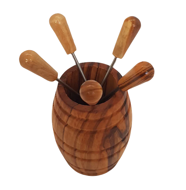 Tapasprikkers 5 stuks met Olijfhouten houder - Afbeelding 4