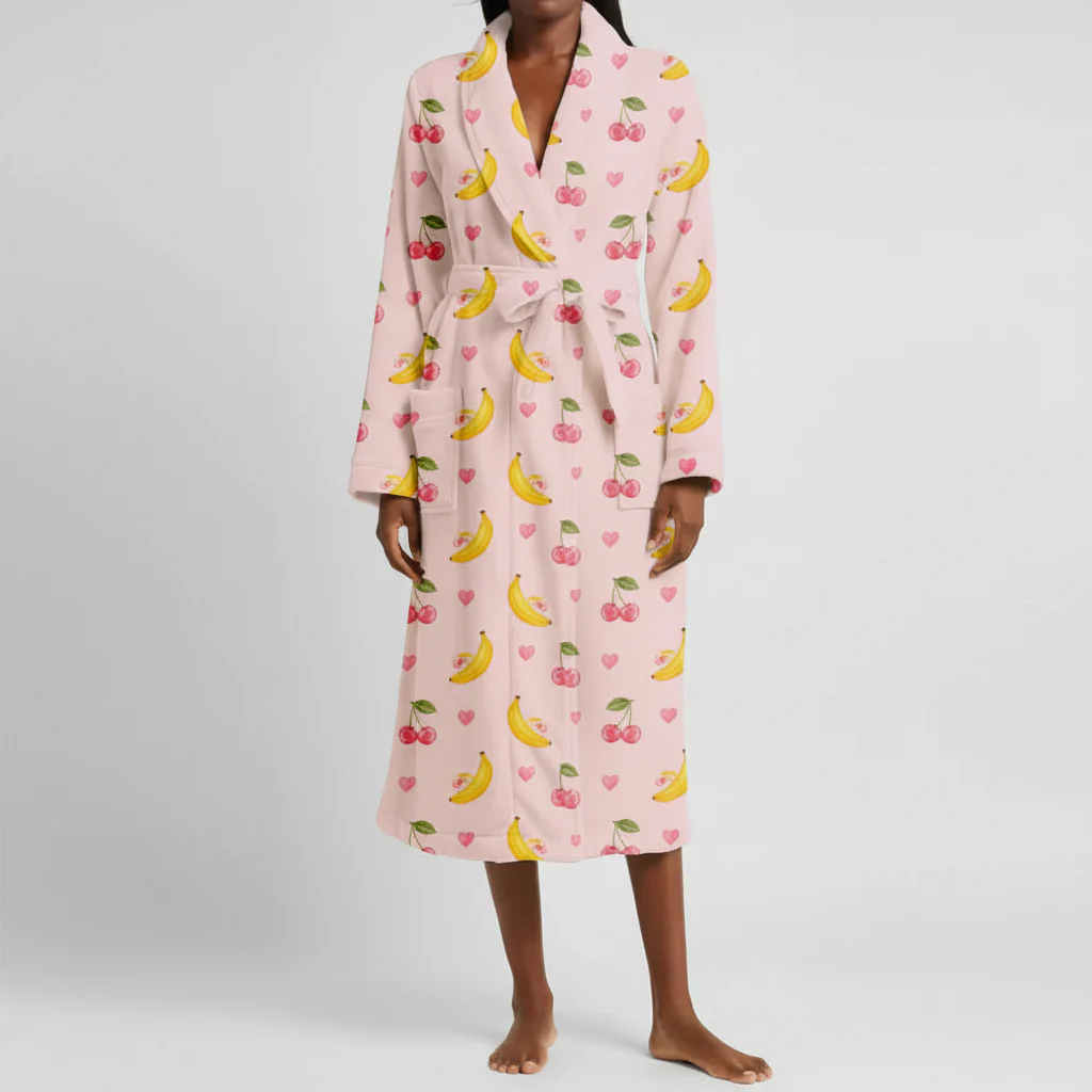 Badjas Dames Flanel Bloemendessin Zachte Warme Ochtendjas - Afbeelding 4