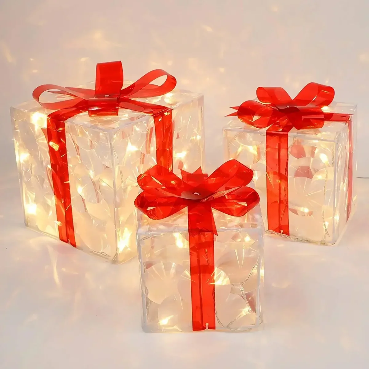 KerstGlans - Verlichte Cadeaudoos Ornament met Strik - Afbeelding 6