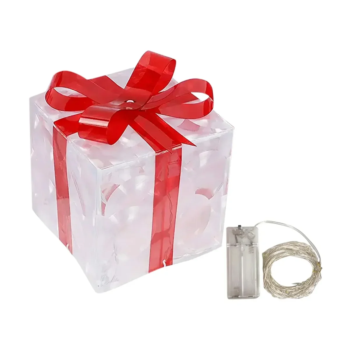 KerstGlans - Verlichte Cadeaudoos Ornament met Strik - Afbeelding 7